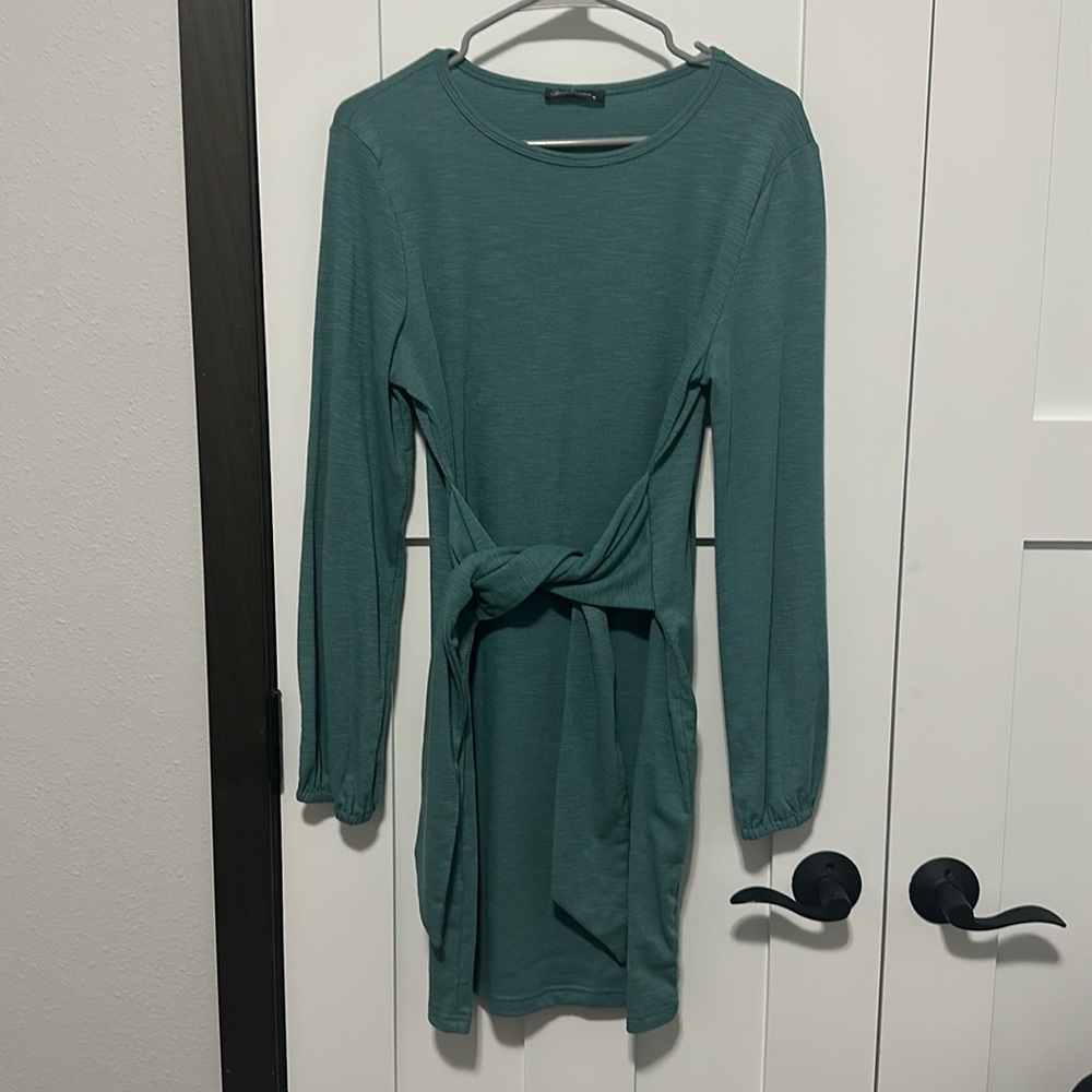 Teal long sleeve sweater dress
